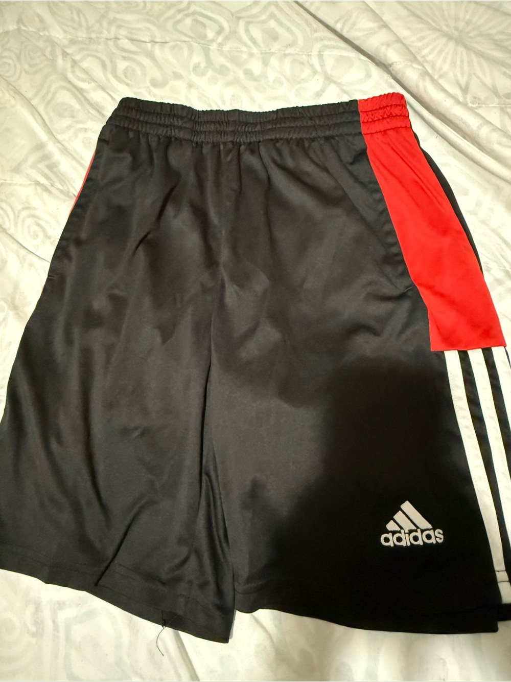 adidas Black and Red Boys' Athletic Shorts